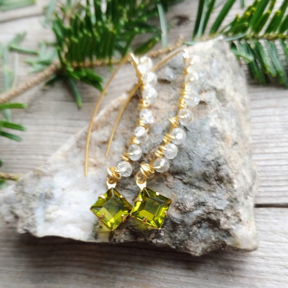 🛑SOLD🛑Natural Green Amethyst & Vintage Crystal - Picture 8 of 9